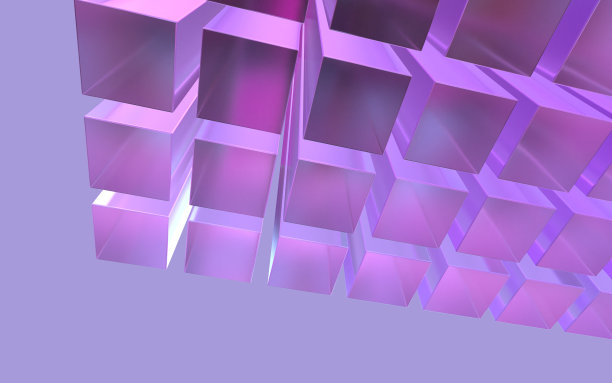 摘要一个水晶玻璃立方体的三维插图图片下载