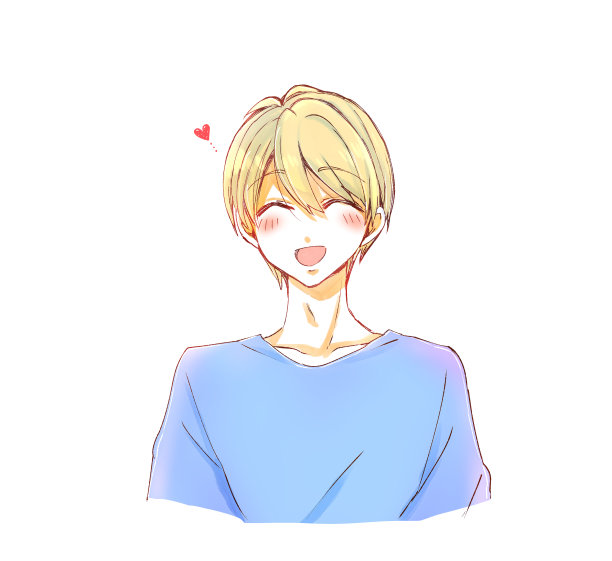 一个微笑的可爱的金发男人的插图图片下载