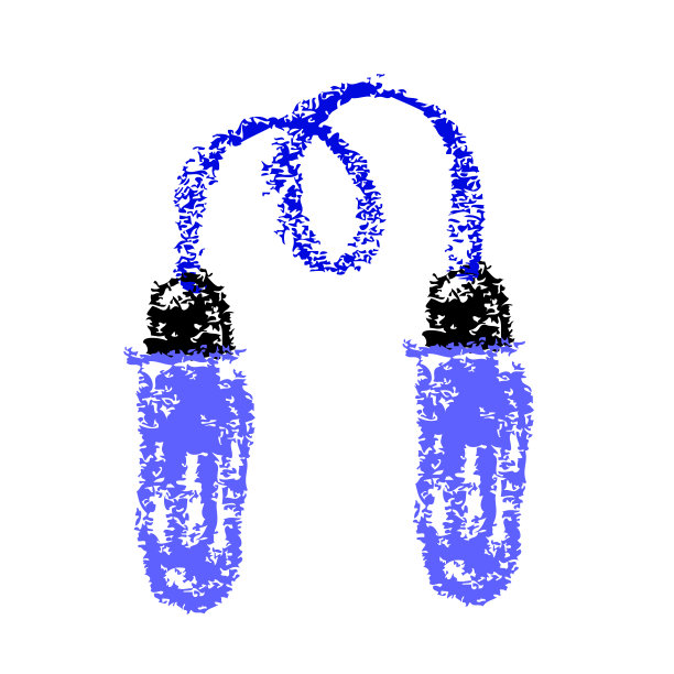 简单的矢量蜡笔或粉笔跳跃或跳绳孤立的白色图片下载