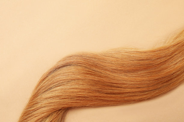 米色背景上的一绺红头发图片下载