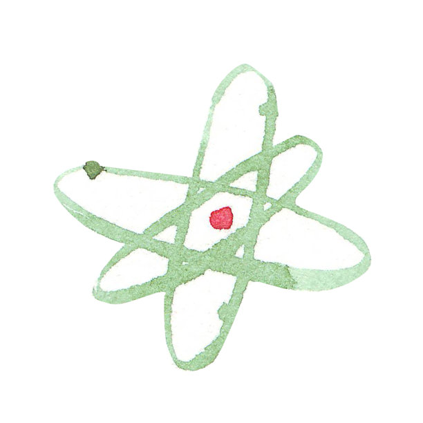 手绘水彩原子模型抽象设计插画图片下载