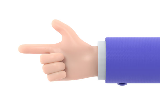 卡通手势图标模型。卡通人物的手势。白色背景的3D渲染。图片下载