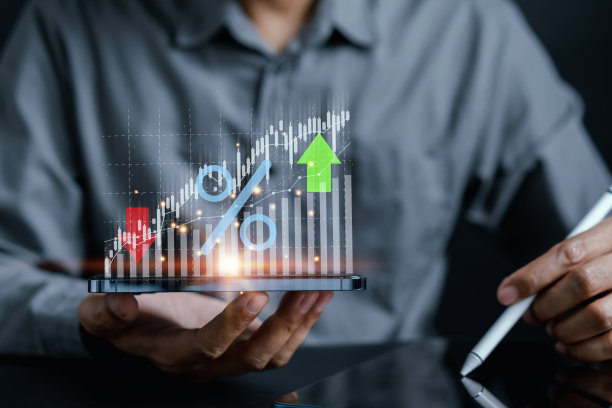 商人会计报表的增减百分比，商业图表分析货币货币交易汇兑汇率。图片下载