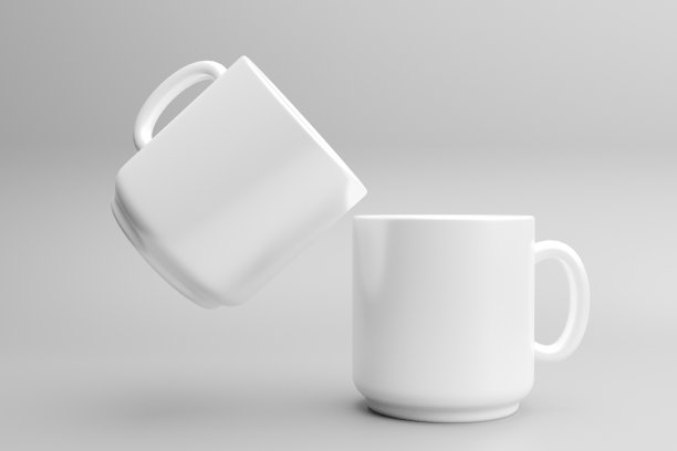 白色马克杯模型。空杯子模型图片下载