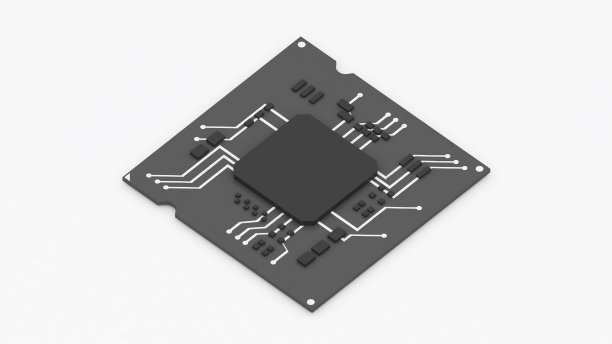 基本的计算机设备零件，等距，ic元件，电容，3d渲染图片下载