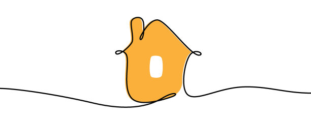 连续的细线家居插画，极简主义的房子单线艺术icon图片下载