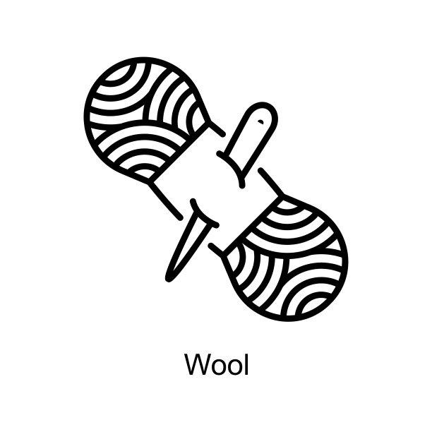 羊毛轮廓图标设计插图。艺术和工艺符号在白色背景EPS 10文件图片下载