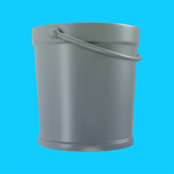 花园塑料桶或铁桶孤立在蓝色背景上。3d卡通设计元素在最小的风格。矢量图标或插图。图片下载