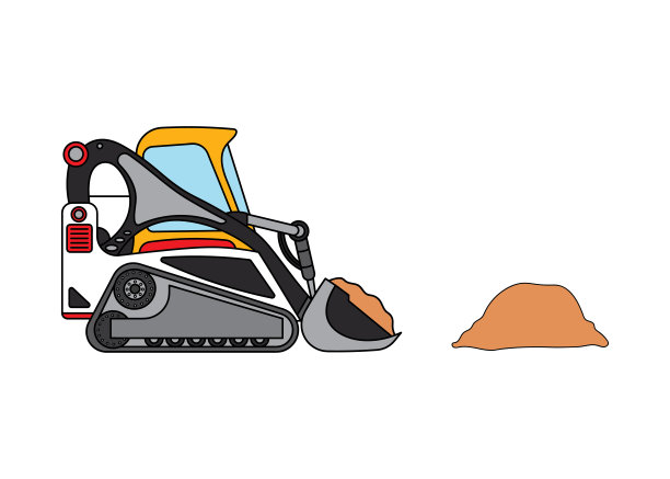 矢量插图彩色儿童施工紧凑型履带式装载机(CTL)图片下载