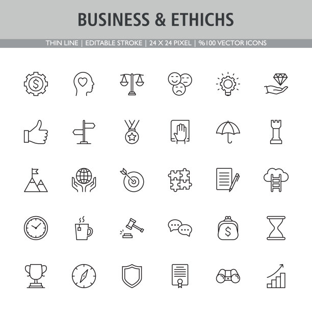 商业和道德图标集。可编辑的中风。像素完美。图片下载