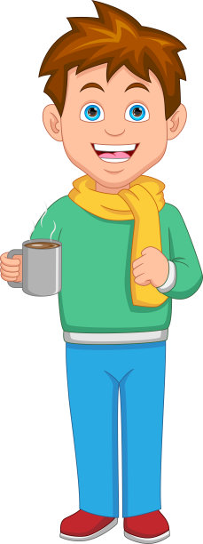 喝热饮的快乐男孩图片下载