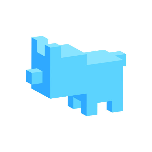 像素猪等距时尚风格。孤立的卡通狗。矢量插图。股票的照片。图片下载