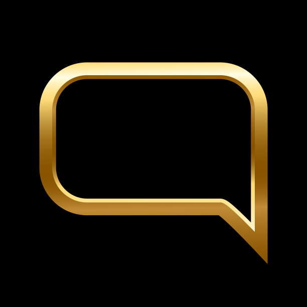 三维黄金框架的语音泡沫矢量插图。现实光泽的金色气球社交媒体聊天黑色背景，优雅闪亮的对话对话云模板与辉光效果图片下载