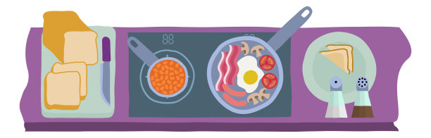 烹饪食物全英式油炸早餐厨房图片下载