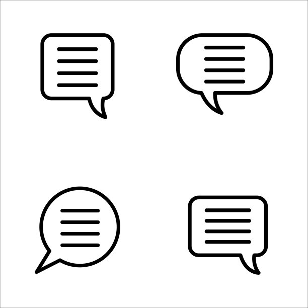 聊天图标消息符号集。在线消息语音泡沫社交媒体应用程序。网络聊天标志。谈话矢量图标设置在细轮廓风格。图片下载