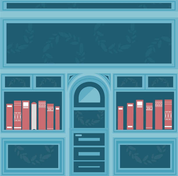 蓝色图书馆商店与红书在Windows图片下载