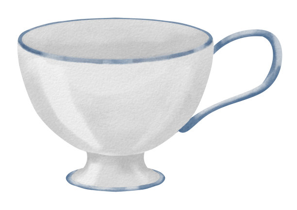 用来喝茶或喝咖啡的白色空瓷杯。手绘水彩插图的复古茶杯在白色孤立的背景。陶瓷复古饮料杯图纸。传统碟子的草图图片下载