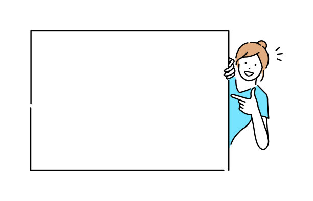 年轻女子指着(介绍)矢量插图图片下载