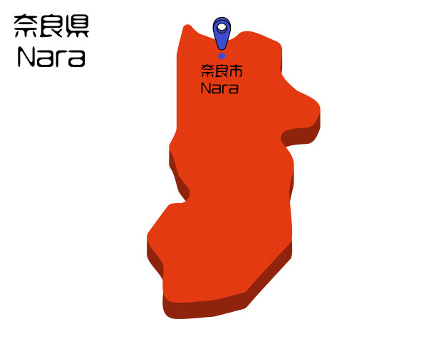 奈良县三维地图的矢量插图图片下载