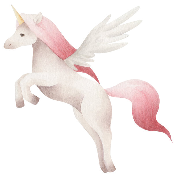 水彩可爱独角兽孤立。图片下载
