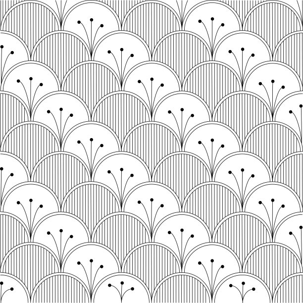 无缝几何装饰艺术设计。抽象运动矢量背景与花和条纹。图片下载