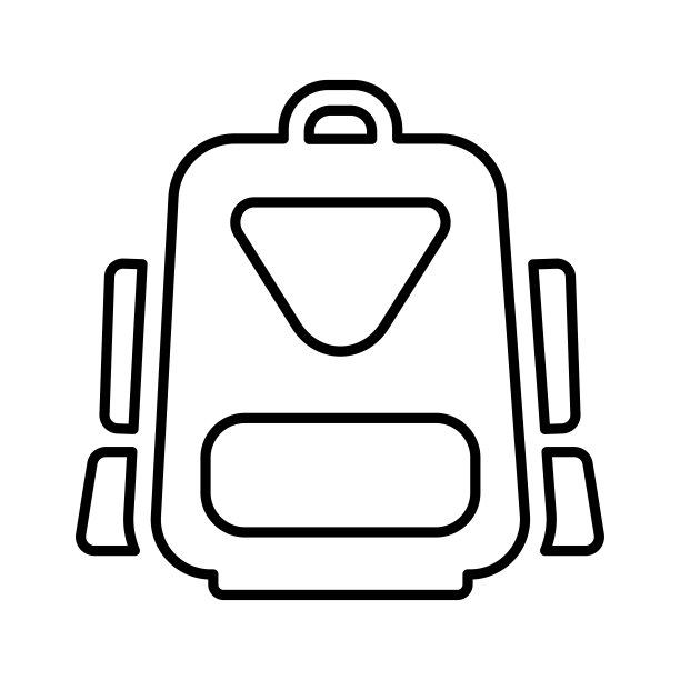 背包，包，野营的标志。线条图标，轮廓符号。图片下载