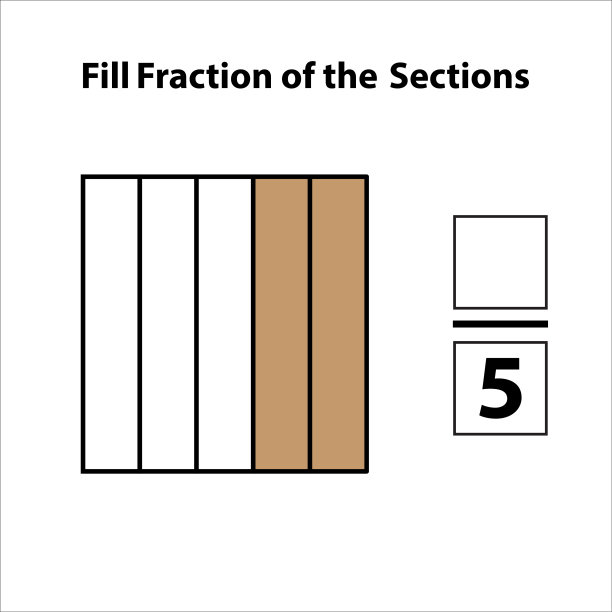 将其分成片的部分。分数矢量平面轮廓图标。孤立在白色背景上。插图。填充形状2乘5矢量图像的分数图片下载