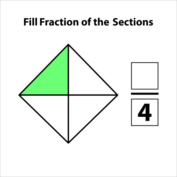 将其分成片的部分。分数矢量平面轮廓图标。孤立在白色背景上。插图。填充形状1乘4矢量图像的分数图片下载