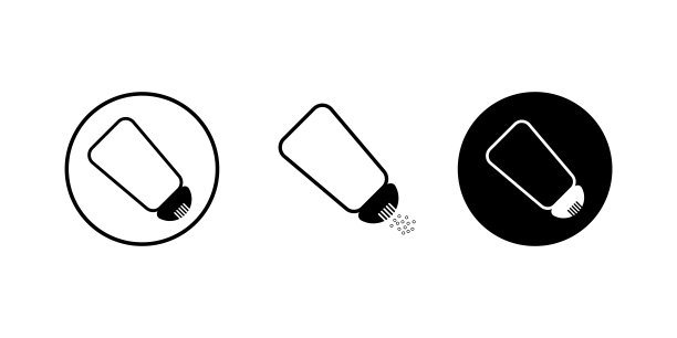 盐和胡椒摇瓶矢量插图。香料瓶黑色图标。调味容器符号。图片下载