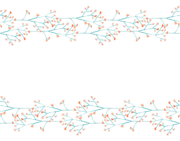 白色背景上的小野花镶边。花的墙纸。数字水彩插图图片下载