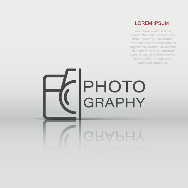 相机设备标志图标在平面风格。摄影矢量插图上的白色孤立的背景。凸轮设备经营理念。图片下载