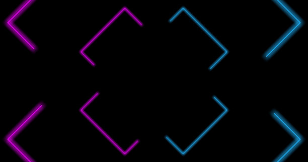 框架与两个色调霓虹彩色运动图形孤立的黑色背景图片下载