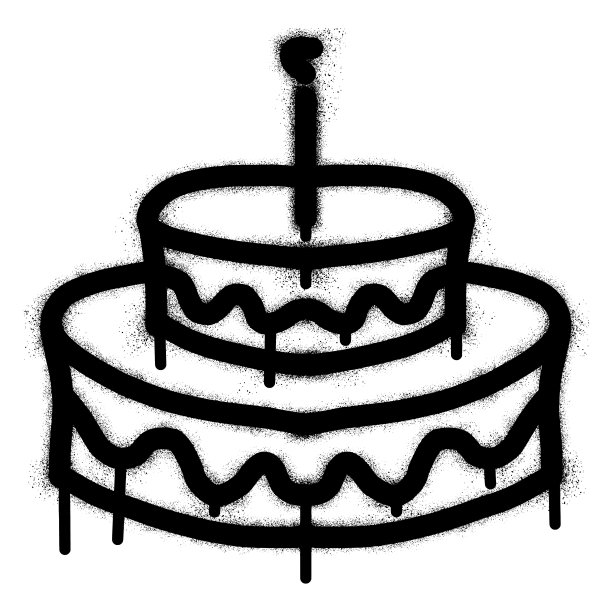 用黑色喷漆涂鸦的生日蛋糕图片下载