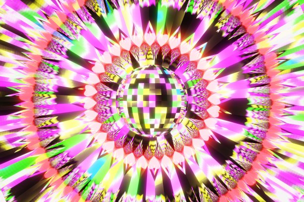 彩色迪斯科球抽象背景。迪斯科球与明亮的光线，夜间派对背景3d渲染图片下载