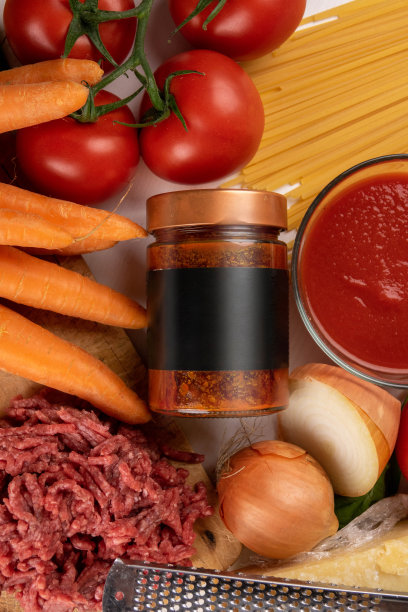一罐肉酱和上面的配料图片下载