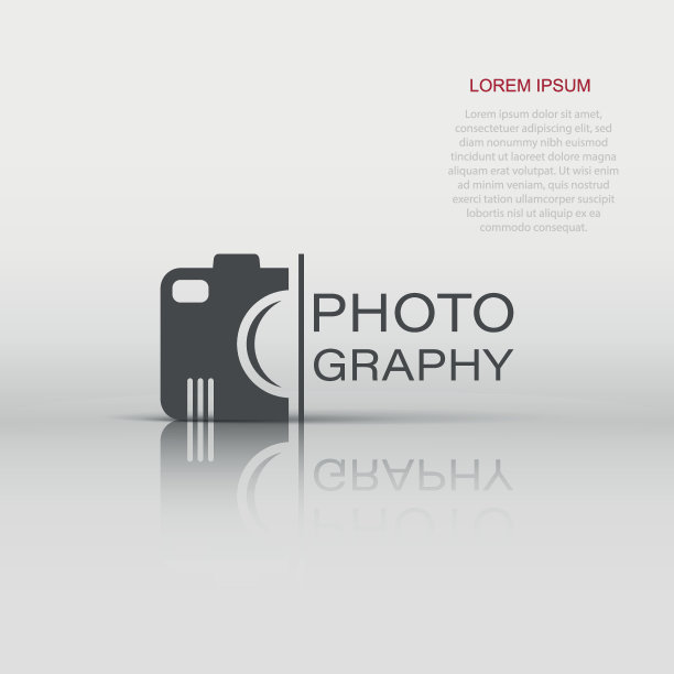 相机设备标志图标在平面风格。摄影矢量插图上的白色孤立的背景。凸轮设备经营理念。图片下载