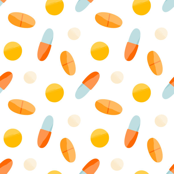 白色背景上的药丸和胶囊无缝图案。图片下载