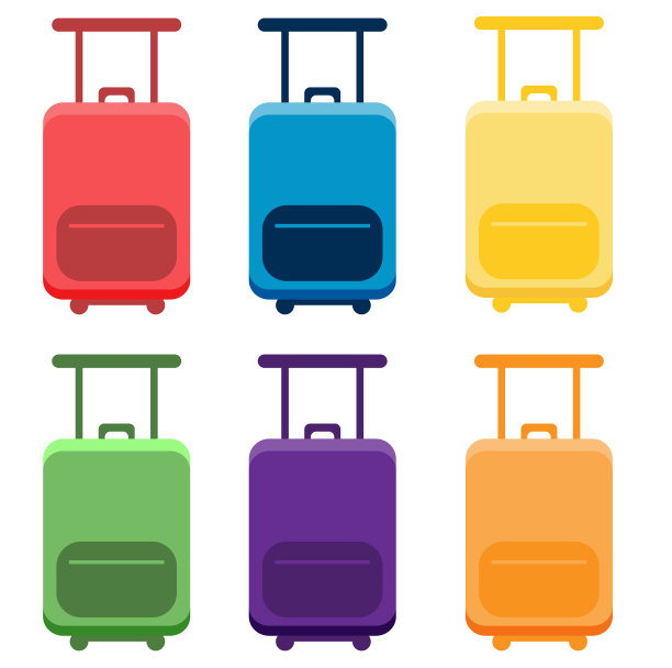 扁平行李箱的图标集图片下载