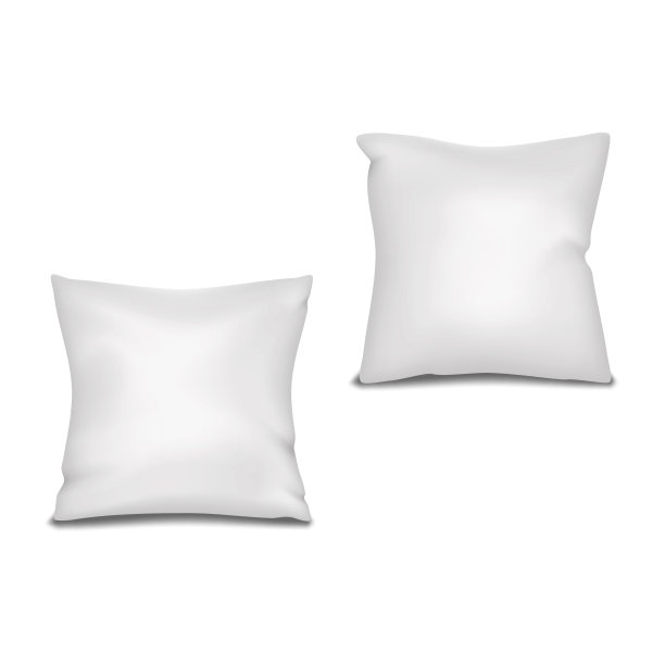 空白的白色枕头现实向量模型。方形坐垫模型。小软垫模板图片下载