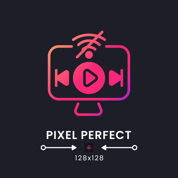 离线播放粉红色固体渐变桌面图标黑色图片下载