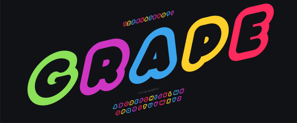 字体矢量现代大胆的颜色线风格图片下载