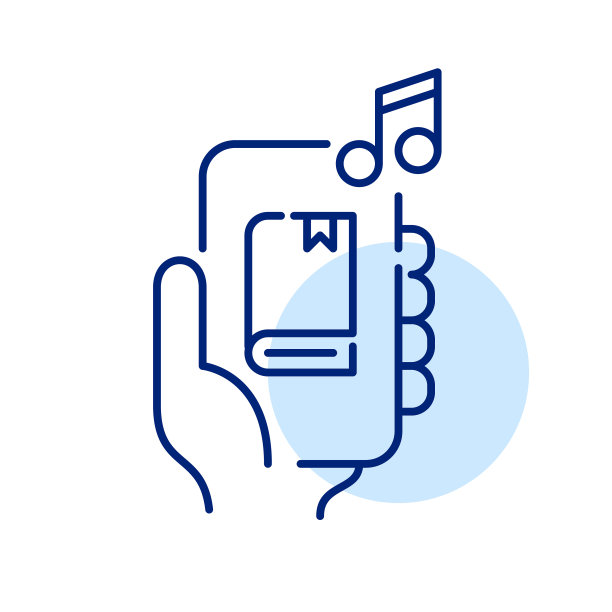 听有声书的手机应用程序。数字图书馆访问。像素完美，可编辑的笔画图标图片下载