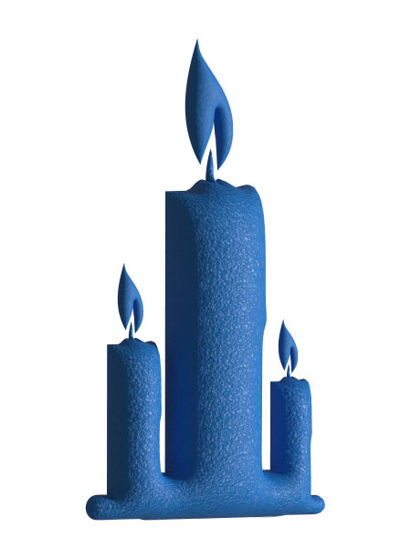 三支蓝色的蜡烛。图片下载