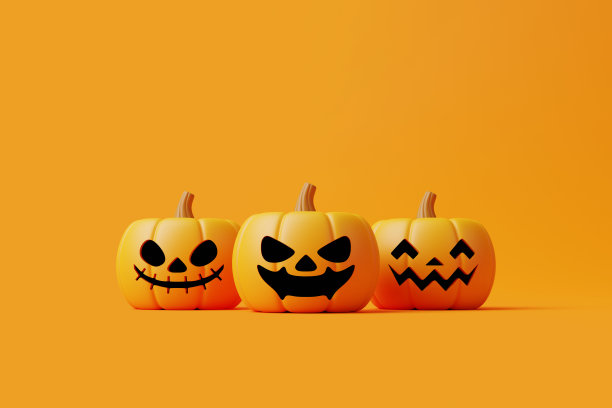 橙色背景的南瓜灯图片下载