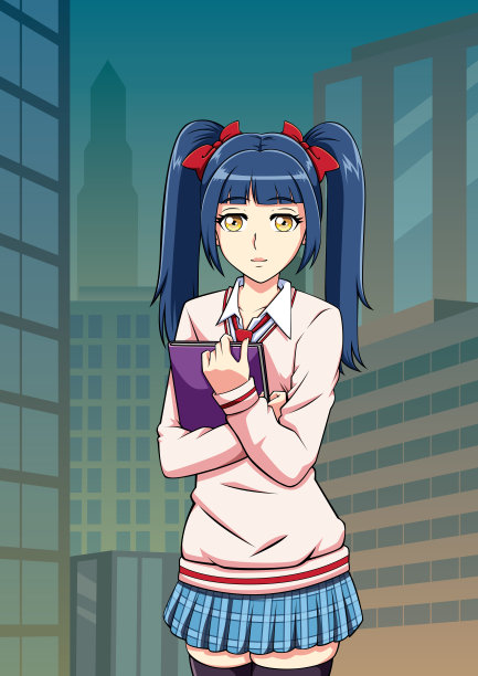 动漫少女捧书图片下载