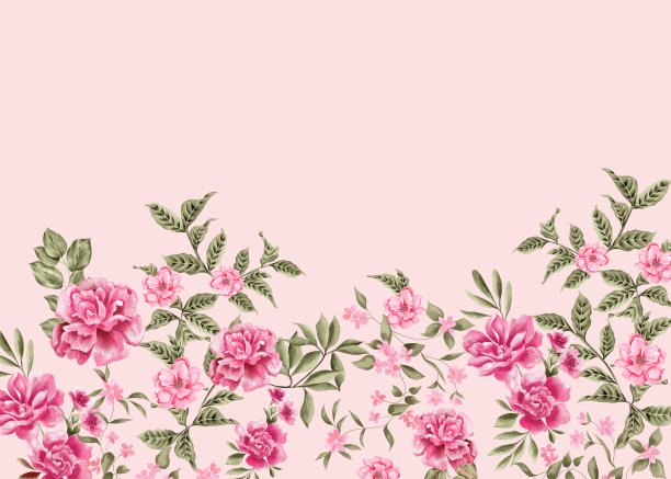 水彩、鲜花、线,红色,热带,元素,,绿色,叶子,粉红色的,背景图片下载