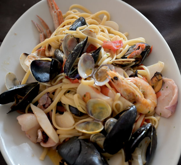 海鲜意大利面。图片下载