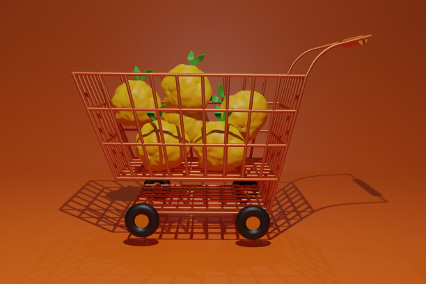 购物车，橙色，白色，卡通图片下载