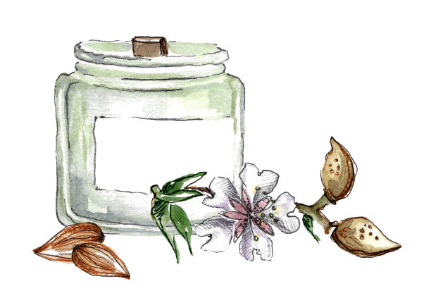 一幅手绘水彩插图，描绘了一种典型的有香味的蜡烛图片下载