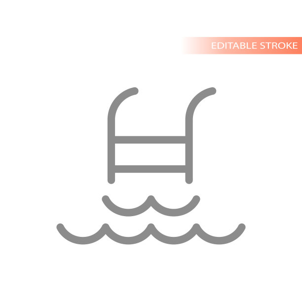 游泳池线矢量图标图片下载